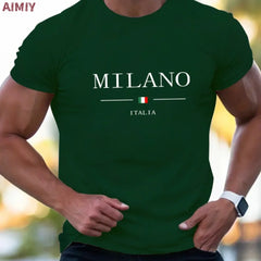Man T Shirt Casual Oversized Sports Loose Plus Milano Print Clothing Comfortable Shopping Round Neck Short Sleeved T-Shirt Top