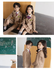 Boys School Uniform Girls Jacket Khaki Skirt Shirt Tie Suits Kids Formal Dress Tuxedo Toddler Clothes Sets Child Student Outfits