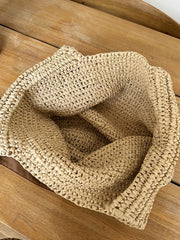 Women Beach Vintage Handmade Woven Shoulder Bag Raffia Rattan Shopping Bags Bohemian Ladies Summer Travel Vacation Casual Totes