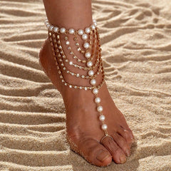 Summer Beach Accessories Feet Jewelry Fashion Simple Sexy Handmade Bead Chains Tassels Toe Foot Bracelet For Women