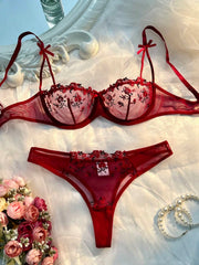 Sexy Lingerie Women Thin Transparent Lace See Through Female Erotic Underwear Bra And Panty Set Sleepwear Suit Embroidery Floral