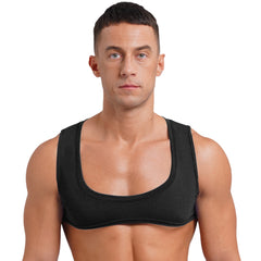 גברים סקסיים שרירים להשוויץ בגזרה קצרה טופ צווארון נמוך ללא שרוולים בצבע אחיד גופייה לגוף פיתוח גוף דיסקו מועדון לילה