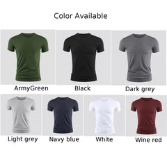 New Men's Short Sleeve T-Shirt Basic Plain Casual Gym Muscle Crew Neck T-Shirts Slim Fit Tops Tee Summer Man Clothing