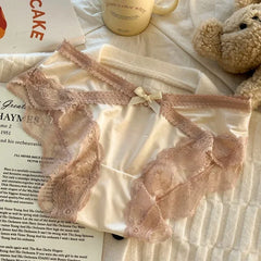 תחתוני תחרה צרפתית כותנה טהורה סאטן במפשעה סקסית משולש תחתוני נשים הלבשה תחתונה נוחה לנשימה תחתוני נשים