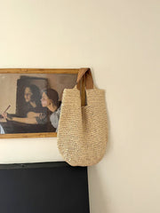 Women Beach Vintage Handmade Woven Shoulder Bag Raffia Rattan Shopping Bags Bohemian Ladies Summer Travel Vacation Casual Totes