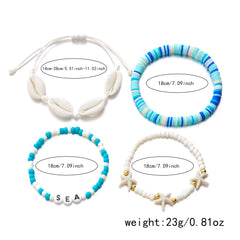 קיץ בוהמי כוכב ים צדף קונכייה צמידי לנשים גברים אופנה צבעוני חרוזים צמיד חוף תכשיטי חג מסיבת אביזרים