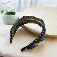 Breiter Turban für Damen, Haaraccessoires, Kopfbedeckungen, bestickte Haarreifen, Haarbänder, Stirnbänder, Kopftücher