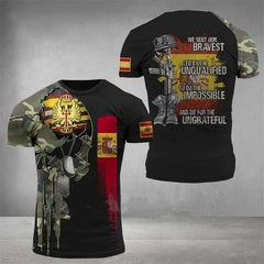 Summer New Men's T-shirt 3D Printed T-shirt Camouflage Army Spanish Flag O-neck Oversized Outdoor Casual Short Sleeved Top