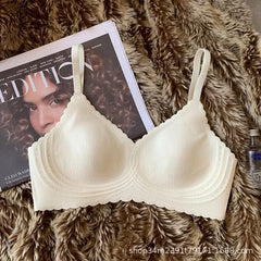 Striped design summer underwear for women, breathable, thin bra, anti-sagging, seamless, no underwire