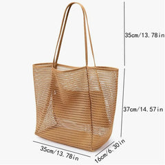 Beach Nylon Mesh Tote Bag, Casual Tote Bag Women Foldable Shoulder Bag For Beach Picnic Vacation