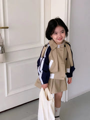 Children Clothing Set Girls Korean Style 2024 New Fashionable Spring and Autumn Suits Girls Baby Coat Short Skirt Two Piece Set