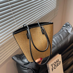 Summer Beach Bags For Women Handmade Rattan Woven Shoulder Bags Large Capacity Straw Bag Bohemian Casual Travel Handbag Totes