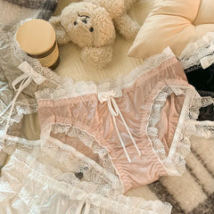 Sexy Damen-Spitzenhöschen, Unterwäsche aus Satin-Mesh, tief sitzende, hohle Slips, Tanga