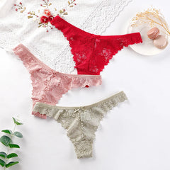 Sexy Damen-Spitzenwäsche, Hüfthöschen mit Stickerei, transparenter String mit Cut-outs, Damen-G-String