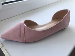 Women Flats Pink Black Pure Color Plus Small Size 35 Large 41 42 43 44 Suede Leather Pointed Toe Office Lady Flat Heel Shoes