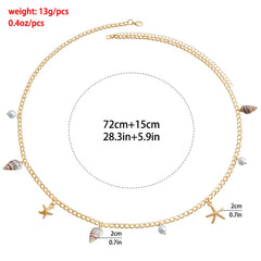 Boho-Sommer-Strand-Muschel-Taillenkette mit Imitationsperle, Seestern- und Muschelanhänger für Damen – Modeschmuck-Accessoires