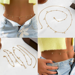 Schlichter Boho-Strand-Taillengürtel mit Strasssteinen, sexy Mode für Damen, Bauchnabelschmuck, Bikini-Sommer-Accessoires