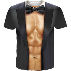 Funny Muscle Mens T Shirt Graphics Spoof 3D Printing T-shirt Personality Short-sleeve Round Neck Casual Shirt Men Cool Tees Tops