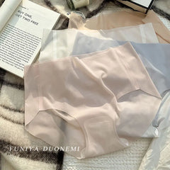 Nahtlose Sommerunterwäsche aus Eisseide für Damen, ultradünn, schnelltrocknend, 3D-Pfirsichfarben, Fitness-Slips