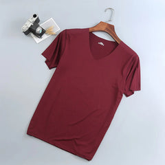 Fashion Men Basic T-Shirt Summer Gym Muscle Tops Big V-Neck Short Sleeve Bodybuilding Sport Fitness T Shirt Tees Tops Clothing