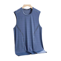 Cooling Technology Tank Top Men Vest Ice Silk Sport Vest O Neck Loose Fit Solid Sleeveless Sweat Absorption Quick Dry Tank Top