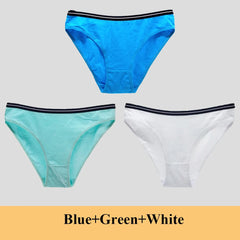 תחתוני נשים תחתוני כותנה מותן נמוכים מוצקים חמודים קשת רכים לנשימה 3 יח'\חבילה