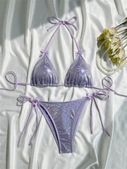 Glänzender pinkfarbener Bikini, extrem trägerloser rückenfreier Badeanzug mit Push-up-Effekt, Kawaii-Schleife, Urlaubsbademode, Damen-Mikro-Tangas, Strandbadeanzug