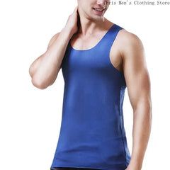 Sport- und Fitnessweste für Herren, schnelltrocknend, Business-Casual, nahtlos, atmungsaktiv, figurbetont, elastisch, ärmellos, aus Eisseide