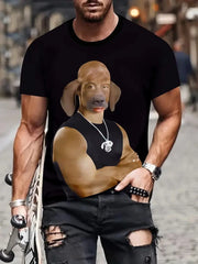 חולצת טריקו לגברים לבנה מצחיקה עם הדפסת תלת מימד מצוירת קיץ מזדמן עם שרוולים קצרים, סוודר אופנתי, בגדי גברים חיצוניים