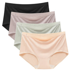 Women's Modal Underwear 4 Pack - Seamless Soft Comfortable Breathable Panties for Ladies Everyday Wear - No Show Elastic Knicker