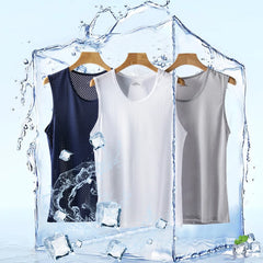 גברים גופיות משי קרח גופיית רשת ייבוש מהיר פיתוח גוף אפוד חדר כושר ספורט כושר ללא שרוולים נושם גופיית