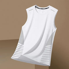 Sommerliches, schnelltrocknendes, atmungsaktives Sport- und Fitness-Unterhemd für Herren, ärmellos, mit breiten Schultern, schweißableitendes T-Shirt-Top