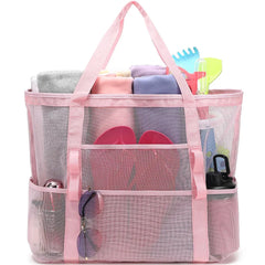 Wasserdichte und sandabweisende Strandtasche aus Netzgewebe – Große Badetasche für Damen, ideal für den Urlaub und als Strandaccessoires