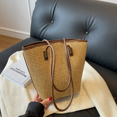 Summer Beach Bags For Women Handmade Rattan Woven Shoulder Bags Large Capacity Straw Bag Bohemian Casual Travel Handbag Totes