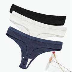 3Pcs/Lot Women's Panties Cotton Underwear Low Waist Briefs Girls Seamless Solid Color Underpant Female Sexy Tanga Thong T Back