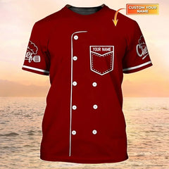 Chef Uniform Pattern T Shirt For Men Customized Name 3D Printed Tees Harajuku Short Sleeve Baggy Street Tops Cool T-shirts