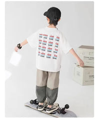 2024 New Boy Pants Korean High Street Fashion Trousers Color Block Thin Sports Pants Casual Children's Clothing Kids Sweatpants