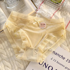 Women's Underwear 7A Baby Cotton Antibacterial Splicing Lace Cotton Crotch Seamless Comfortable Breathable Summer Thin Briefs