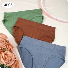 3pcs Women Seamless and Comfortable Large Size Mid Waist Triangle Underwear Made of Pure Cotton Lifting Breathable and Buttocks