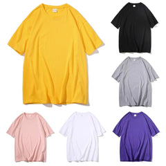 2024 Summer Short Sleeve T Shirts Solid Color T-shirt O Neck Casual Loose T Shirt Base Top Tee Oversize Students Street T-shirt