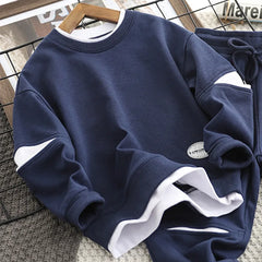Boys Suit Sweatshirts +Pants Cotton 2Pcs/Sets 2022 Solid Spring Autumn Sports Sets Teenagers Tracksuit Children Clothing