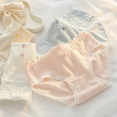 תחתוני נשים חמודים לבנות תחתוני נוחות אמצע מותן חלקים תחתונים אופנתיים פרחוניים הלבשה תחתונה נשית