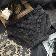 Women's underwear Women's ice silk full pure cotton antibacterial breathable low waist Japanese little girls lace summer ultra t