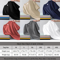 Spring Summer New Polyester Simple Casual Short Sleeve T-shirts For Men Clothing Solid Color Loose Streetwear