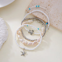 קיץ בוהמי כוכב ים צדף קונכייה צמידי לנשים גברים אופנה צבעוני חרוזים צמיד חוף תכשיטי חג מסיבת אביזרים