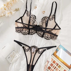 Lace Lingerie Ultra Sexy Underwear Women Set Sexy Adult Delicate Embroidery Intimate Underwear Transparent Bra Lingerie Sets