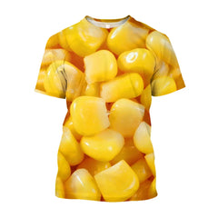 Fashion Casual Oversized Fun Corn graphic t shirts For Men Summer Trend Leisure Personality harajuku Printed Round Neck Tees Top