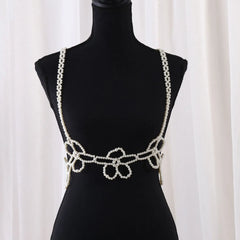 Sexy Accessories Women Bikini Pearl Chest chain Body Chain Jewelry Totally Hand-made Bra Fringed For Beach Nightclub Waist Chain