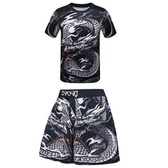Kid's Gym MMA Boxing Jerseys Baby Boys Sport T Shirts Shorts Set Suit Rashguard Kickboxing Trousers Children BJJ Sportsuit 172