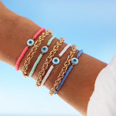 KKBEAD Boho Summer Beach Bracelet Jewelry for Women Y2k Accessories Shell Evil Eye Bracelets Gifts Heishi Disc Beads Pulseras